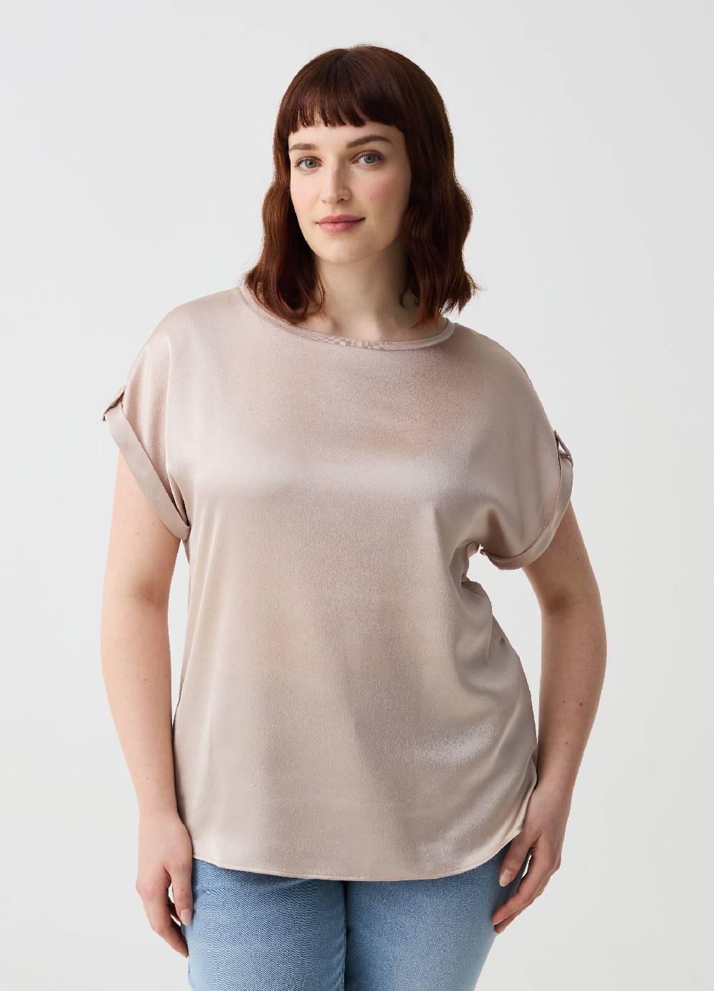 Ovs T-shirt in viscosa con fronte in satin Curvy