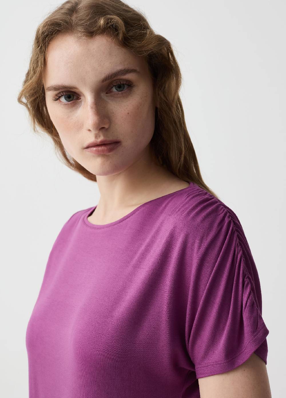 Ovs T-shirt In Viscosa Stretch Con Arricciatura