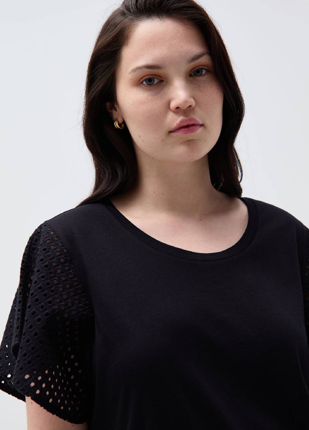 Ovs T-shirt Maniche A Farfalla In Sangallo Curvy