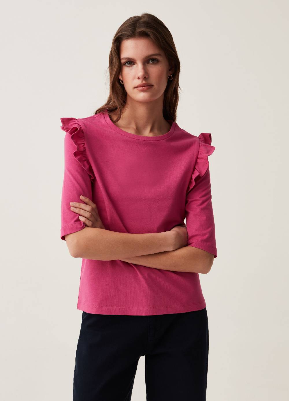 Ovs T-shirt Maniche Al Gomito Con Rouche