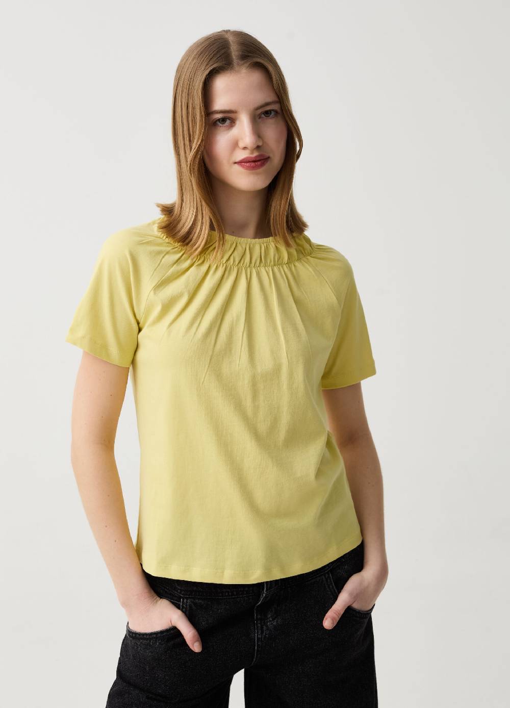 Ovs T-shirt mock neck con plissettatura