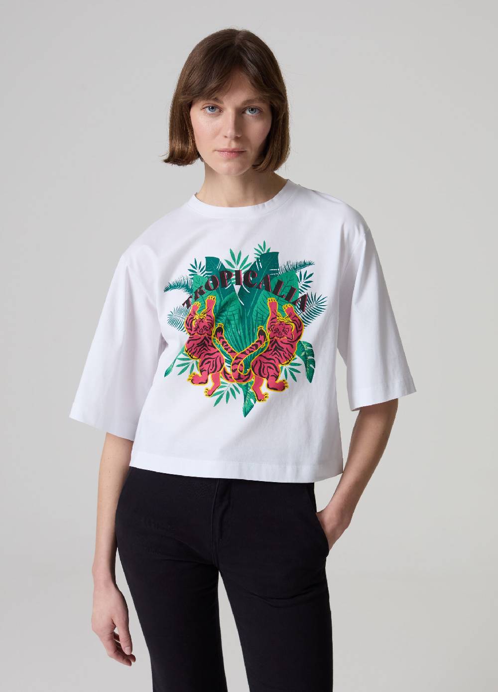 Ovs T-shirt over con stampa tropicale
