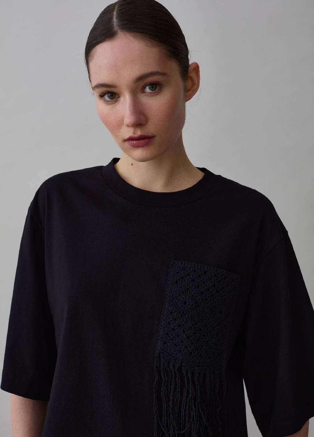 Ovs T-shirt Over Con Tasca Crochet E Frange