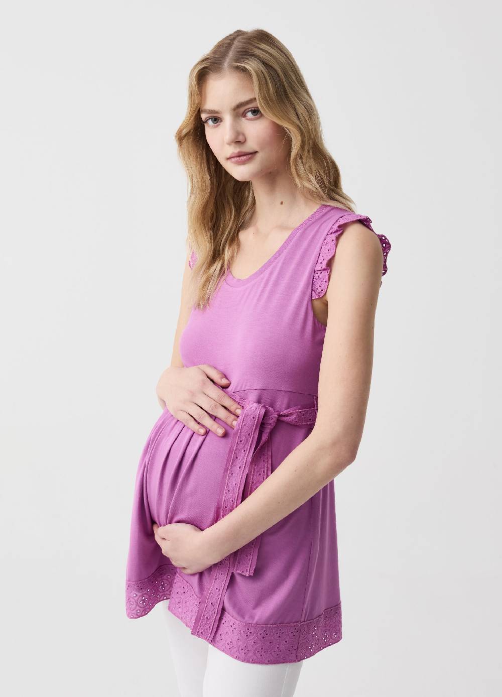 Ovs T-shirt premaman con inserti sangallo