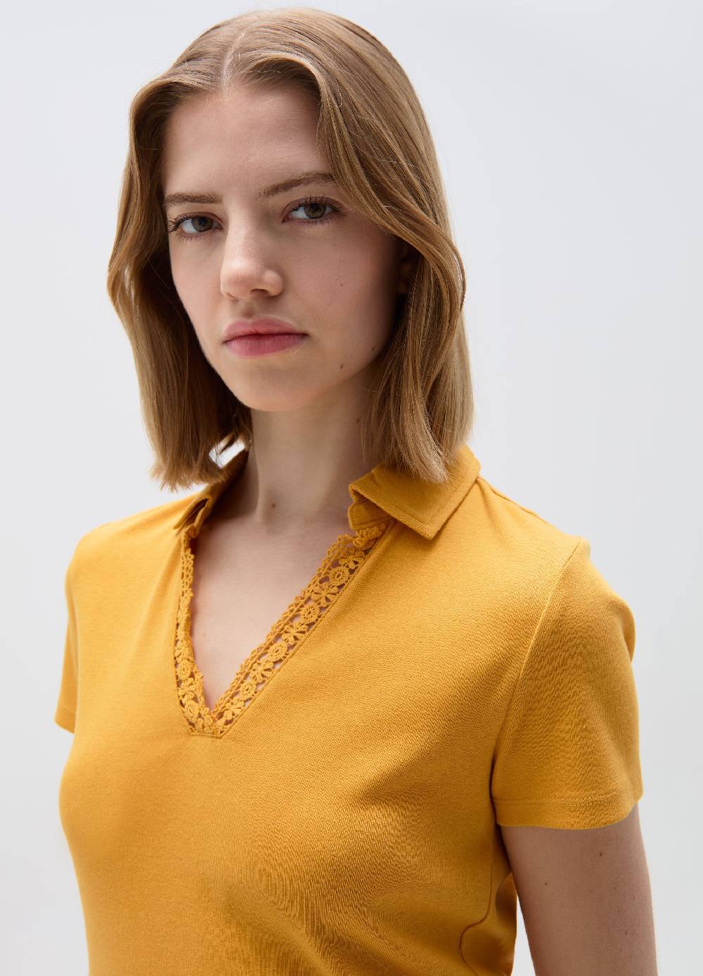 Ovs T-shirt Scollo A Polo Con Inserto Crochet