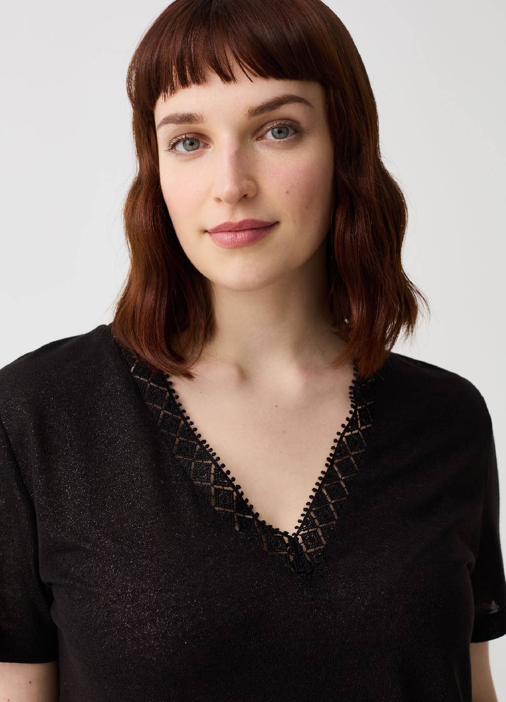 Ovs T-shirt Scollo A V Con Profilo Etnico Curvy