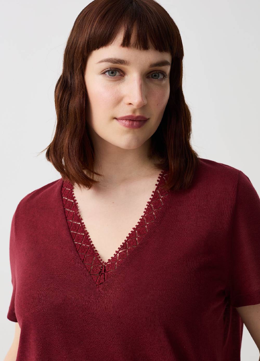 Ovs T-shirt Scollo A V Con Profilo Etnico Curvy