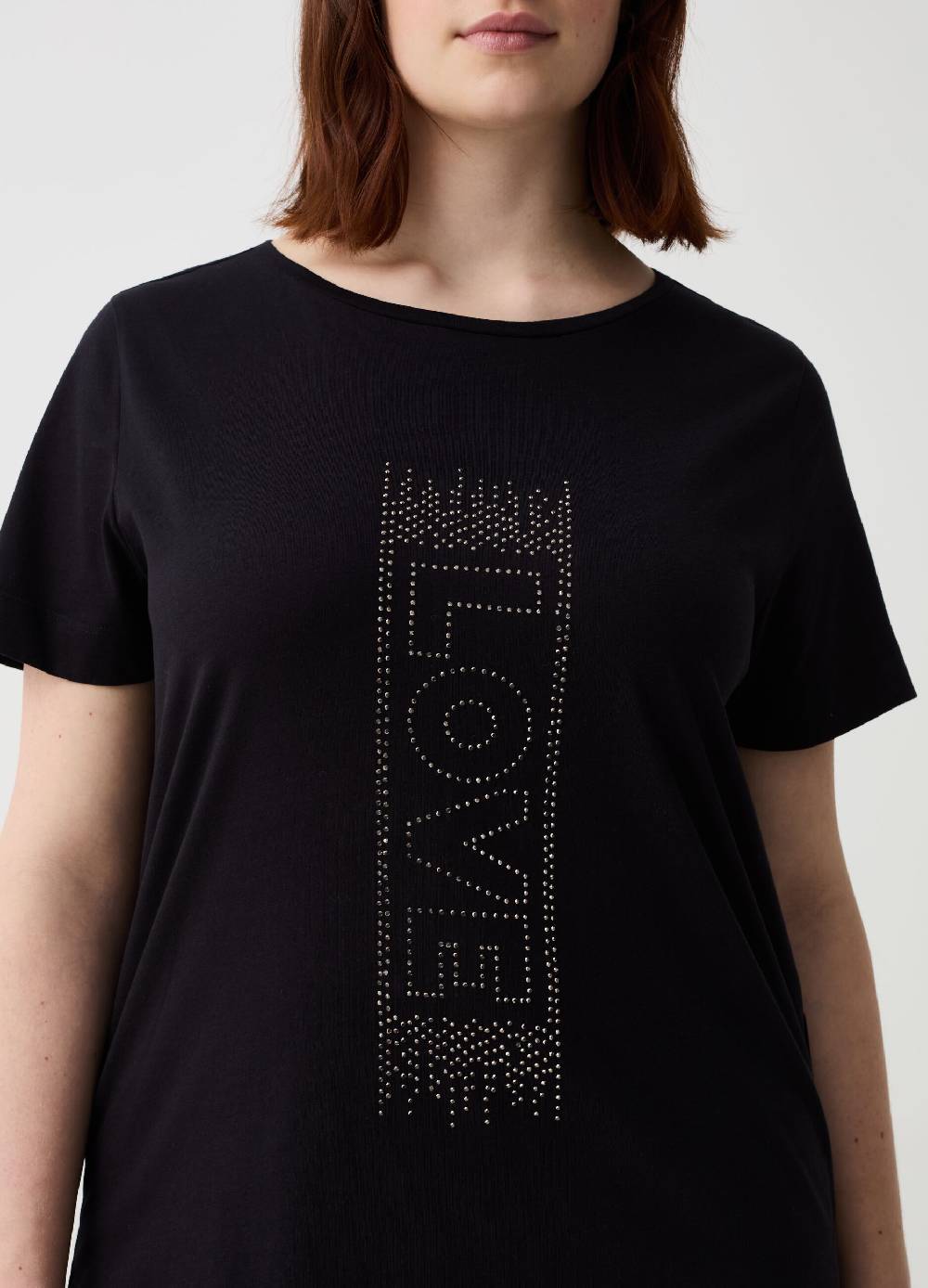 Ovs T-shirt Scritta Con Mini Borchie Curvy