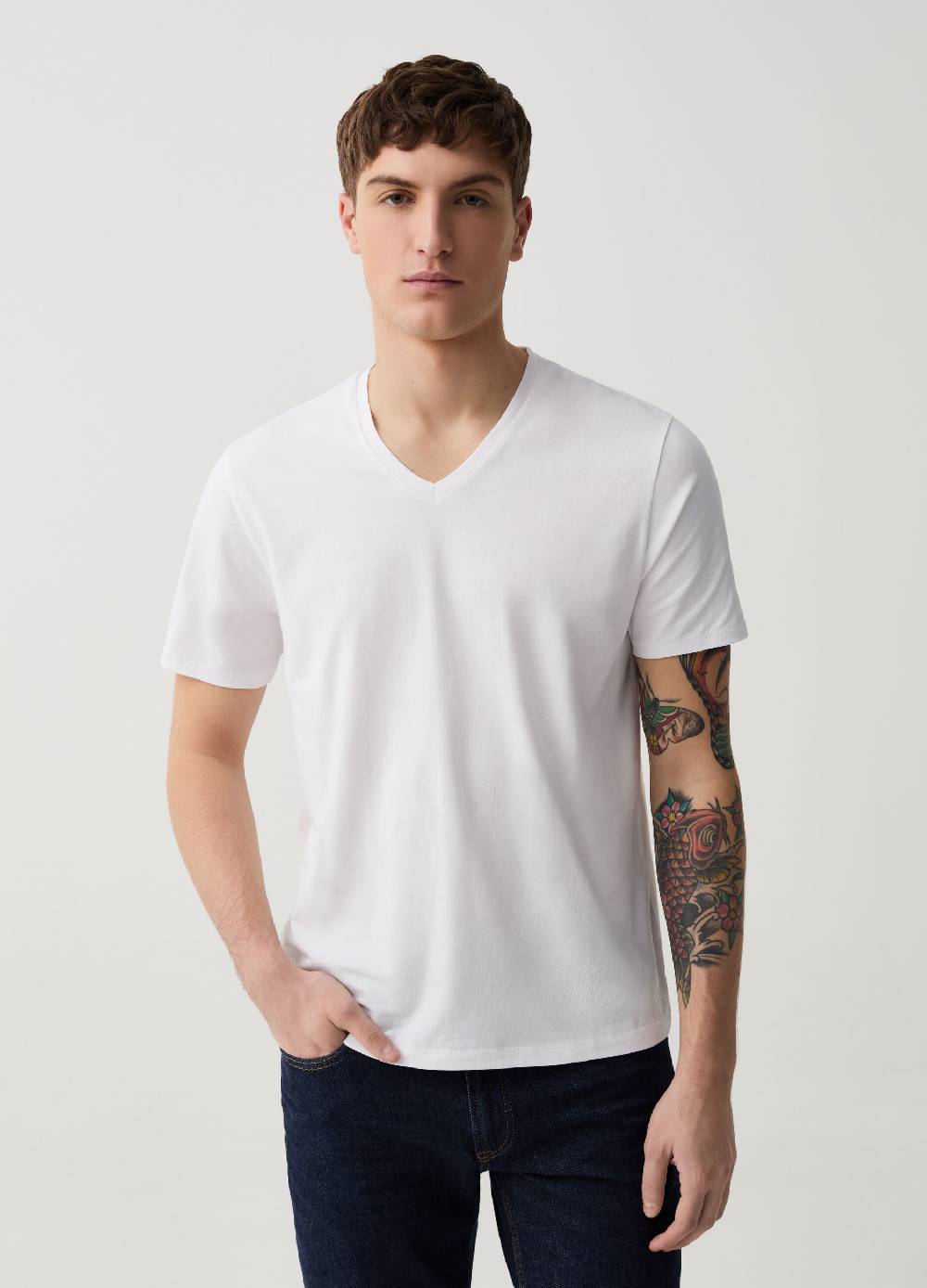 Ovs T-shirt slim fit scollo a V
