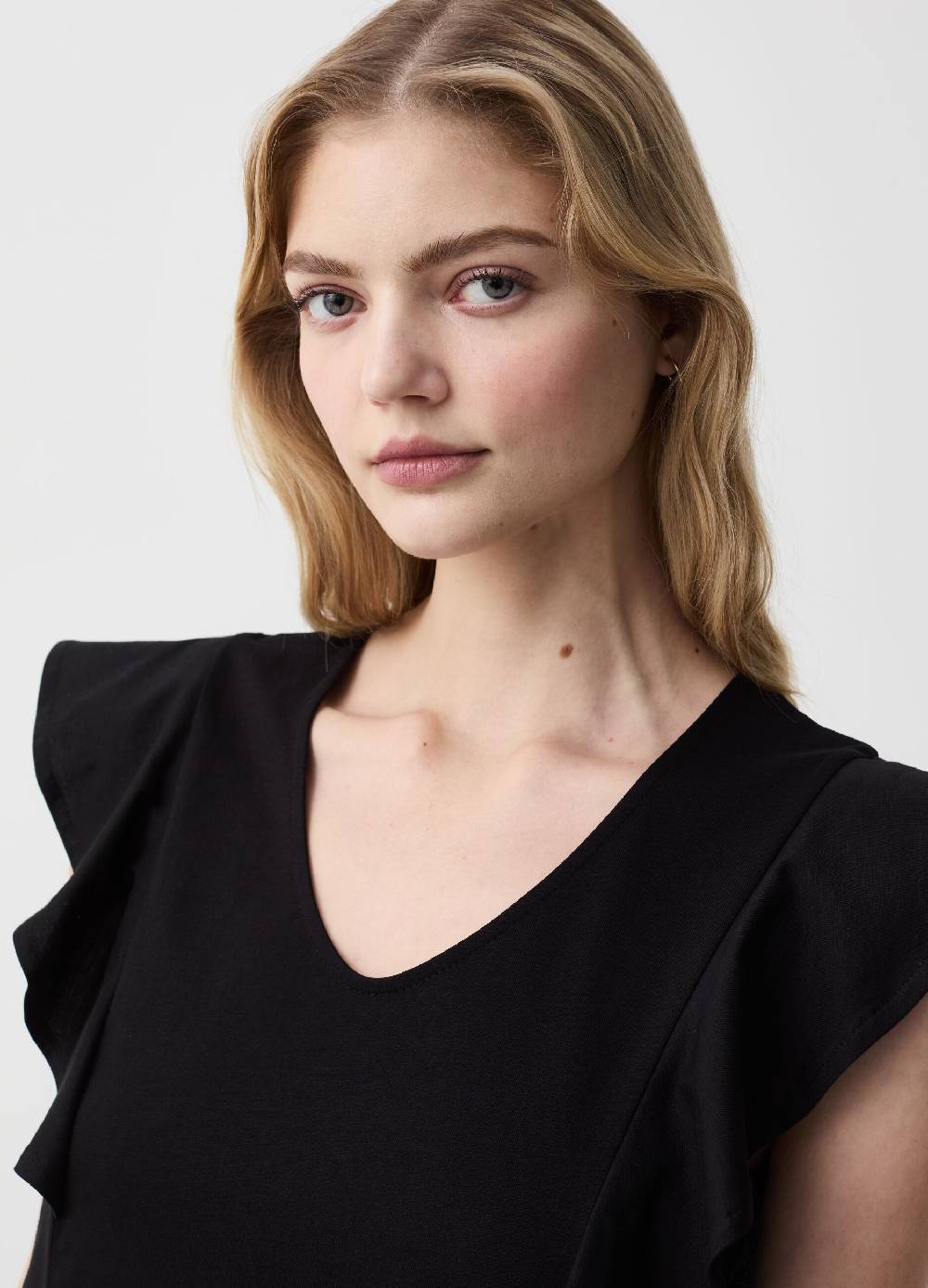 Ovs T-shirt Smanicata Con Scollo A V E Volant