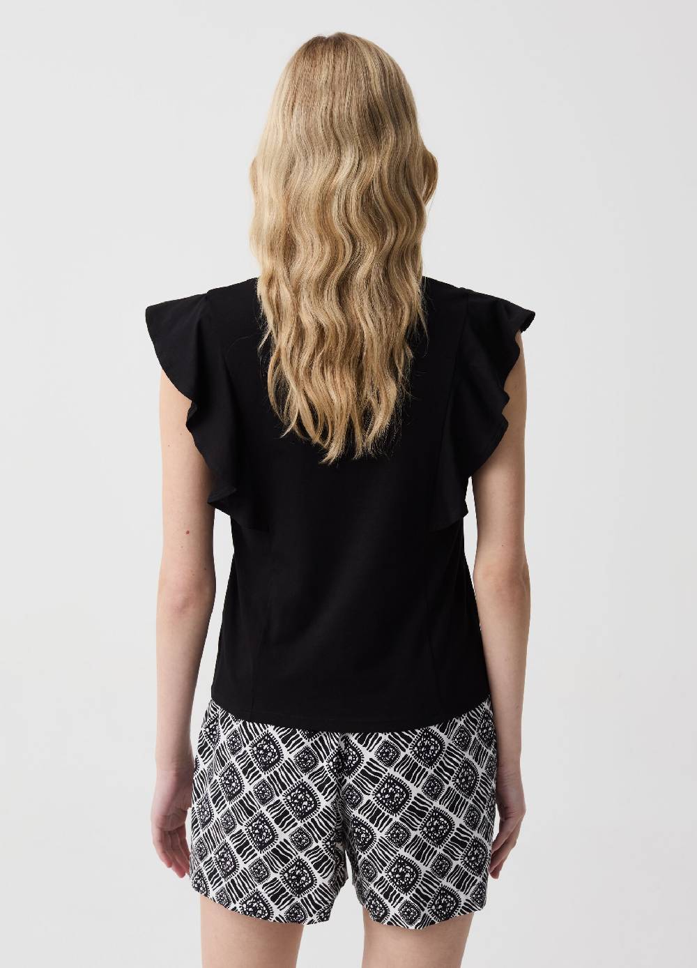 Ovs T-shirt Smanicata Con Scollo A V E Volant