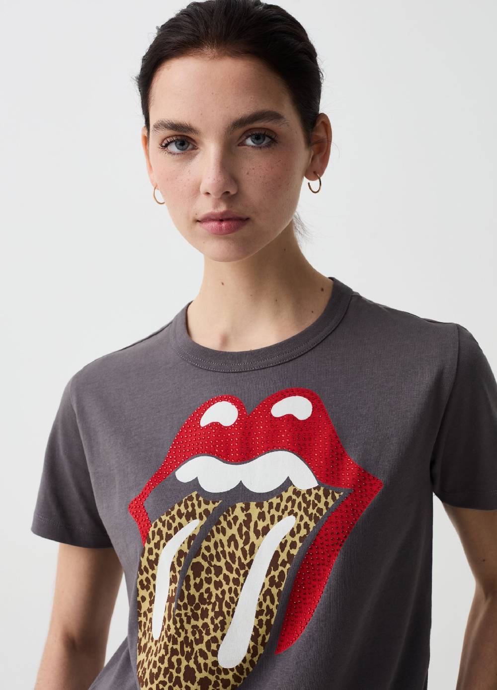 Ovs T-shirt Stampa Animalier Logo Rolling Stones