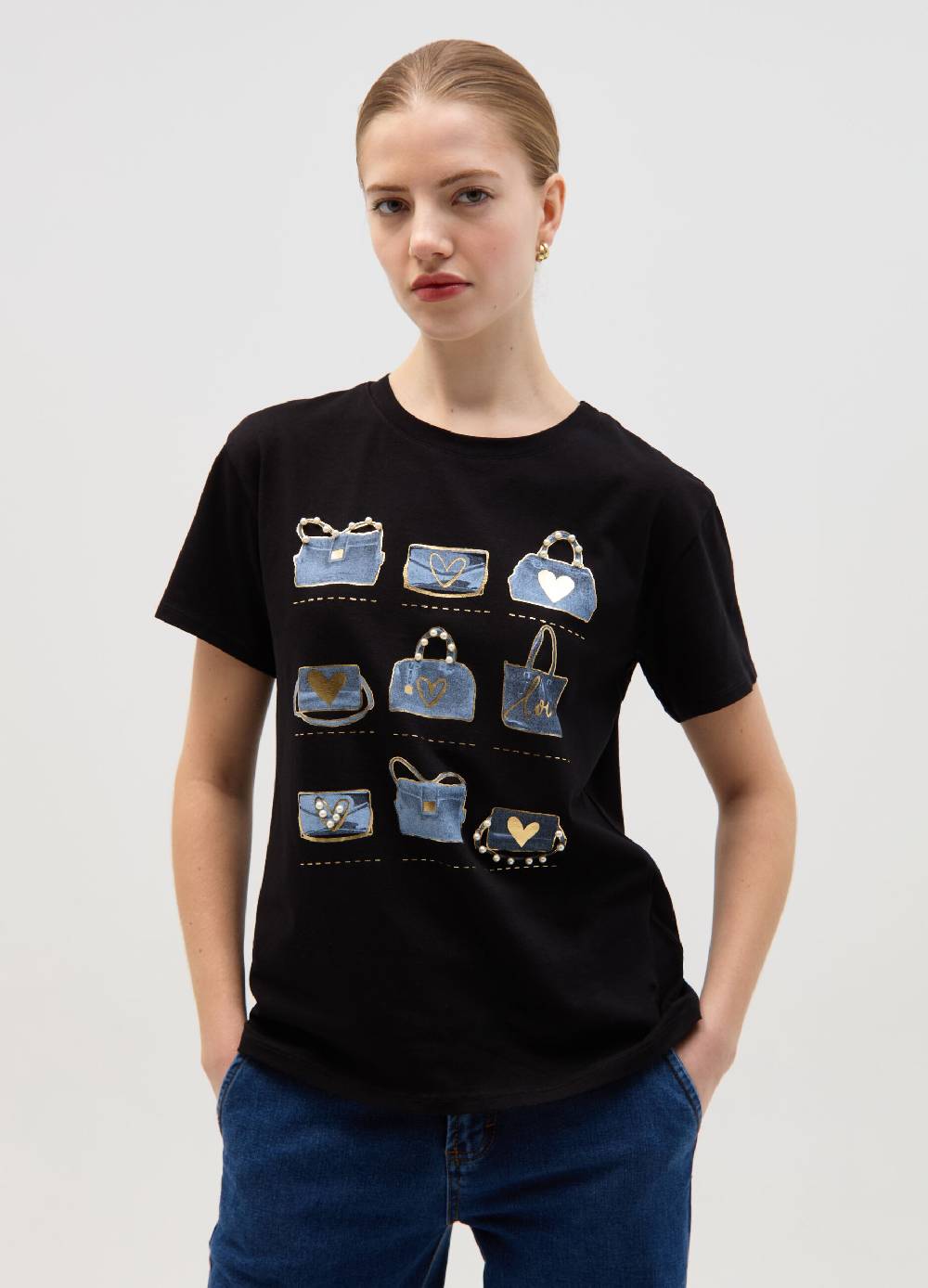 Ovs T-shirt Stampa Borsette Con Perline