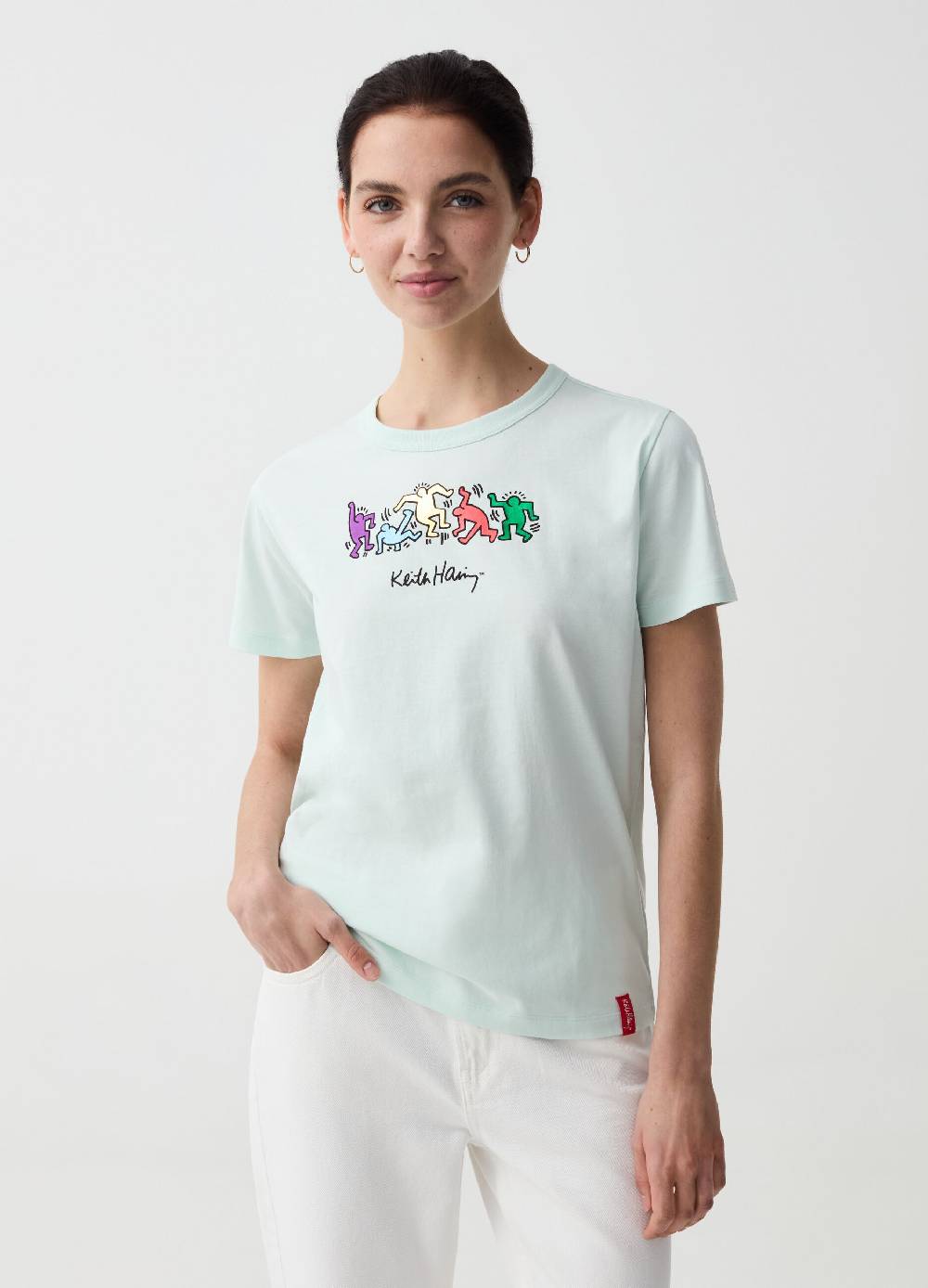 Ovs T-shirt stampa in foil omini Keith Haring