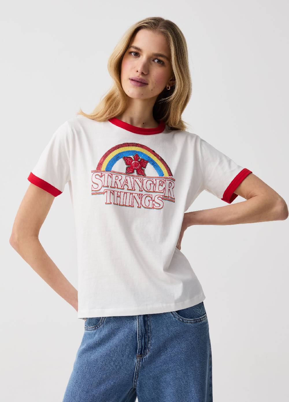 Ovs T-shirt stampa Stranger Things con paillettes