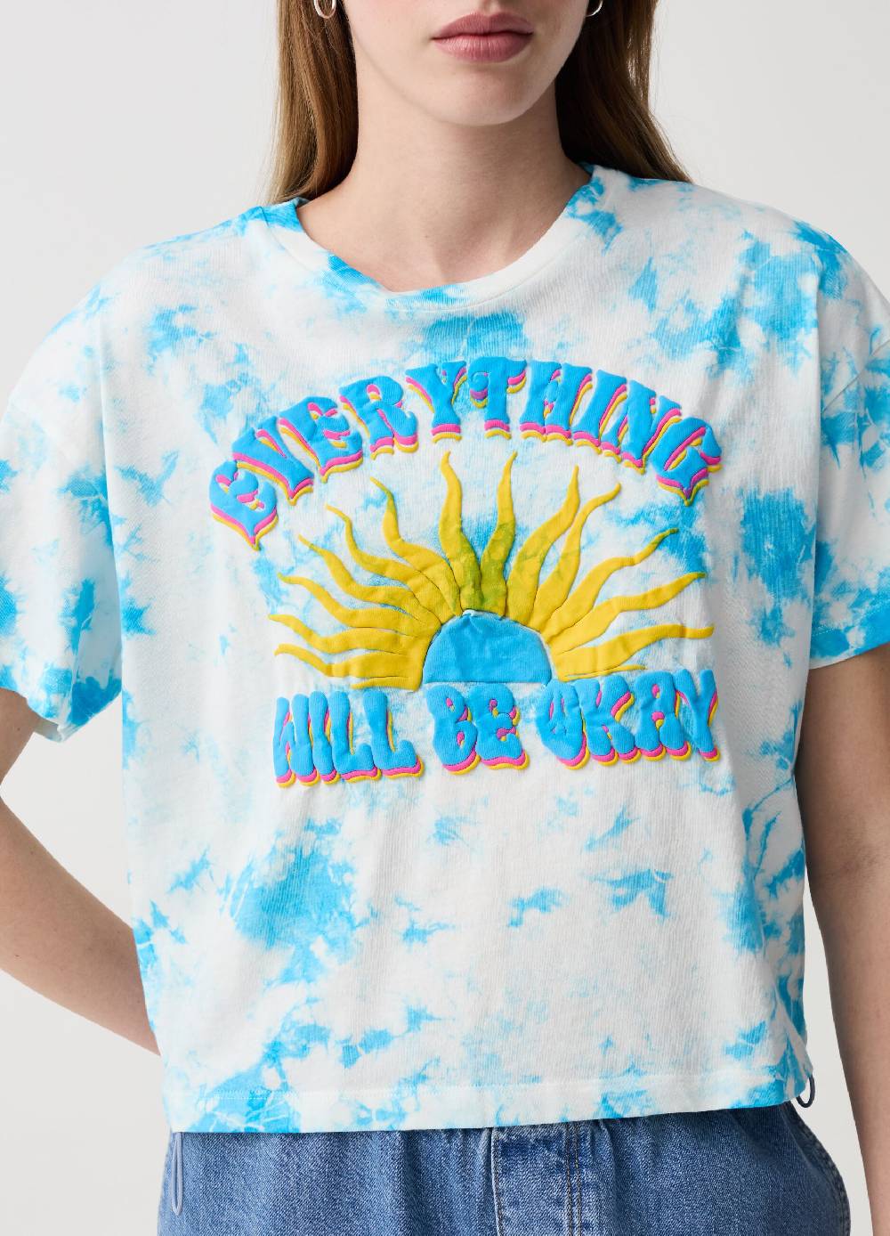 Ovs T-shirt Tie Dye Con Stampa Lettering E Sole