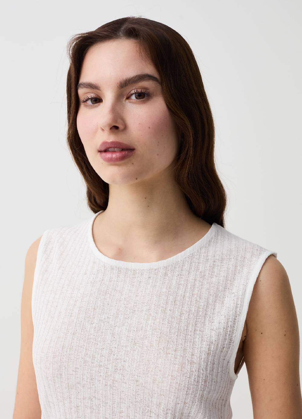 Ovs Tank Top A Coste Piatte Con Inserto Crochet