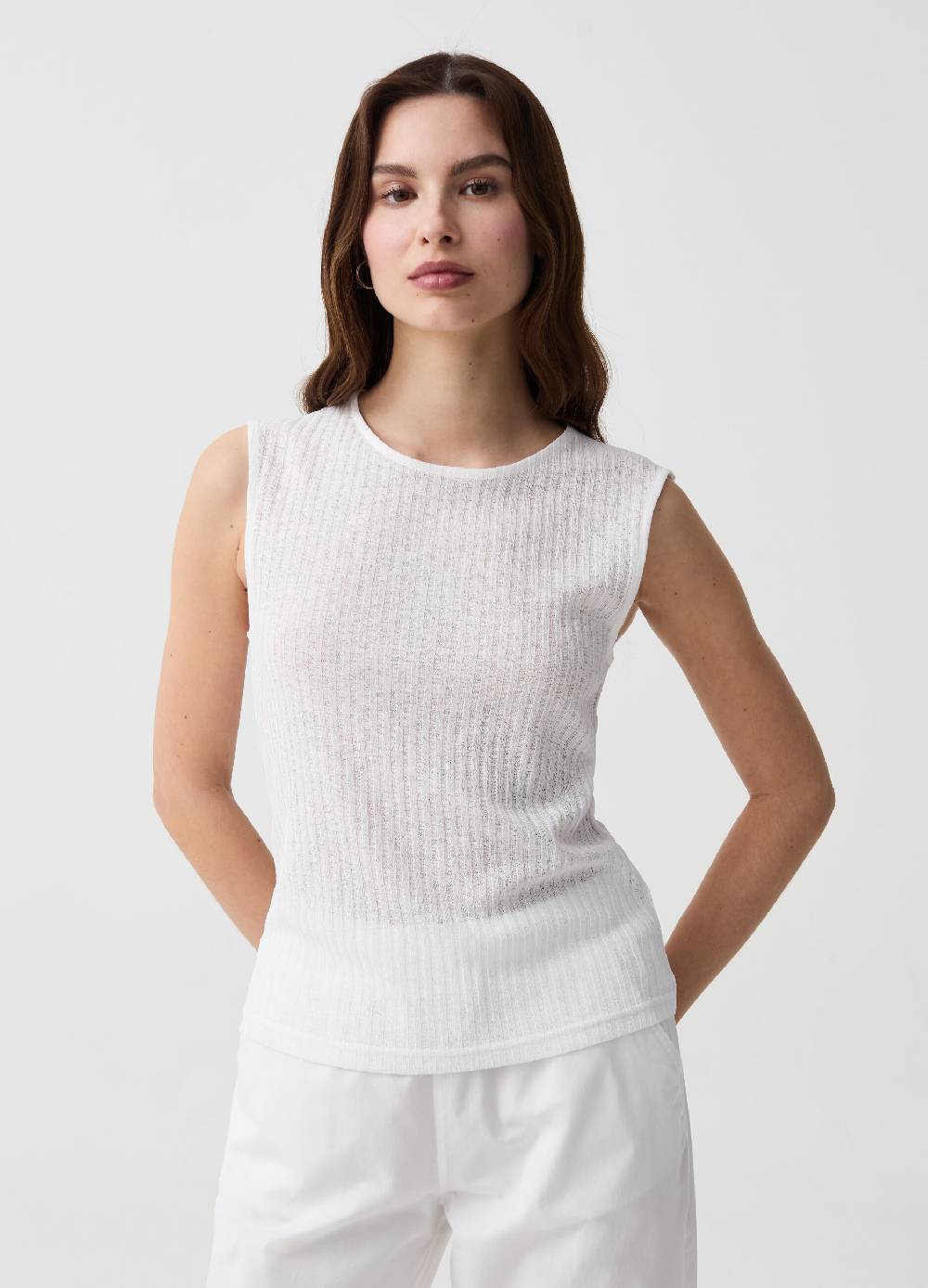 Ovs Tank top a coste piatte con inserto crochet