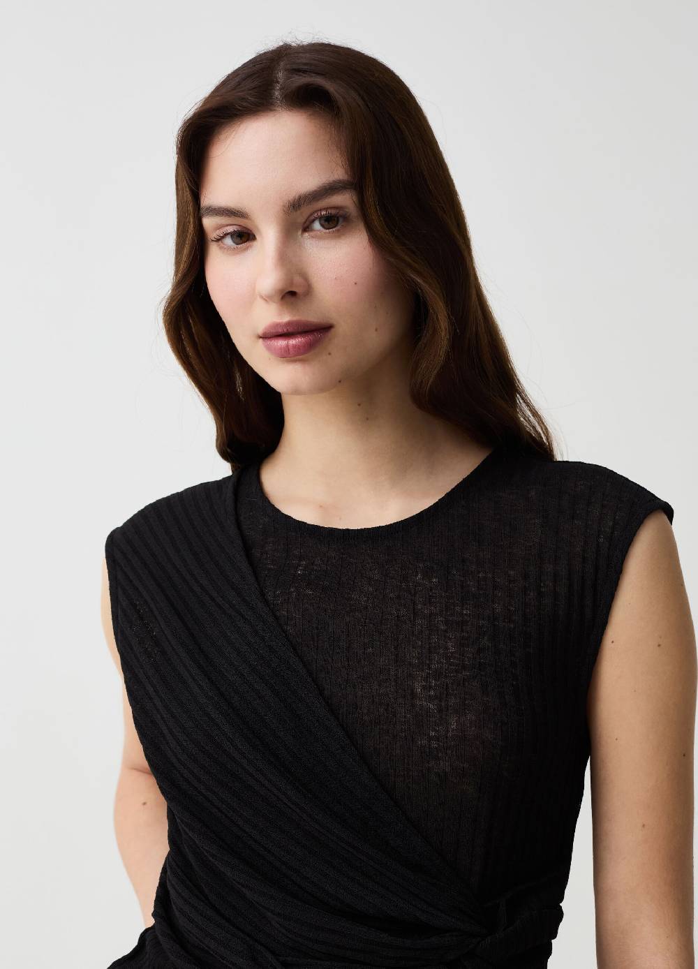 Ovs Tank Top A Coste Piatte Con Nodo