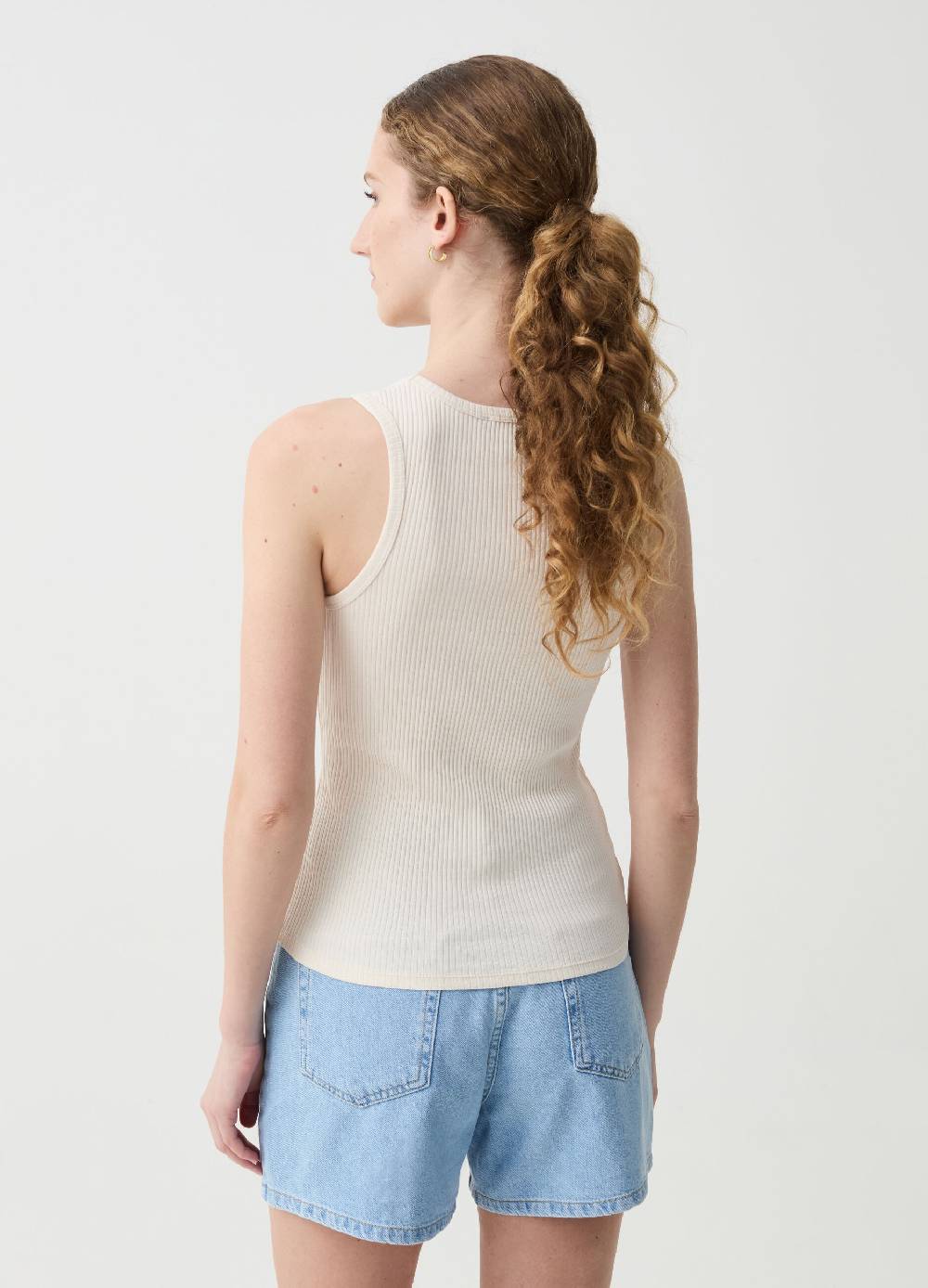 Ovs Tank Top A Costine Con Fiore