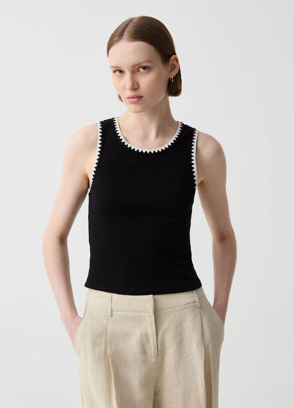 Ovs Tank Top A Costine Con Profilo Etnico