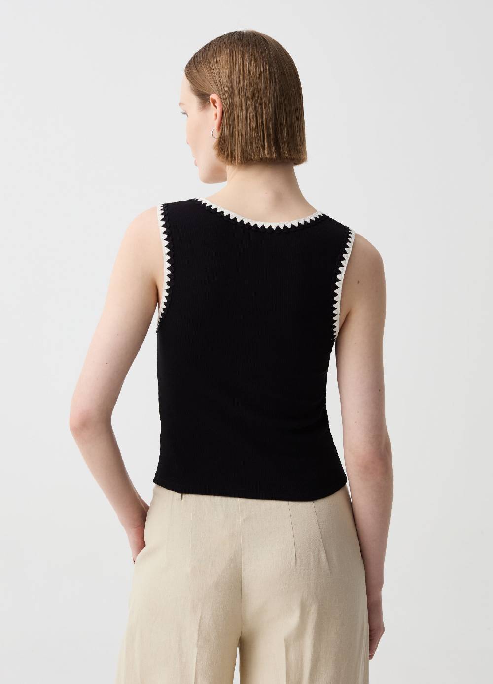 Ovs Tank Top A Costine Con Profilo Etnico