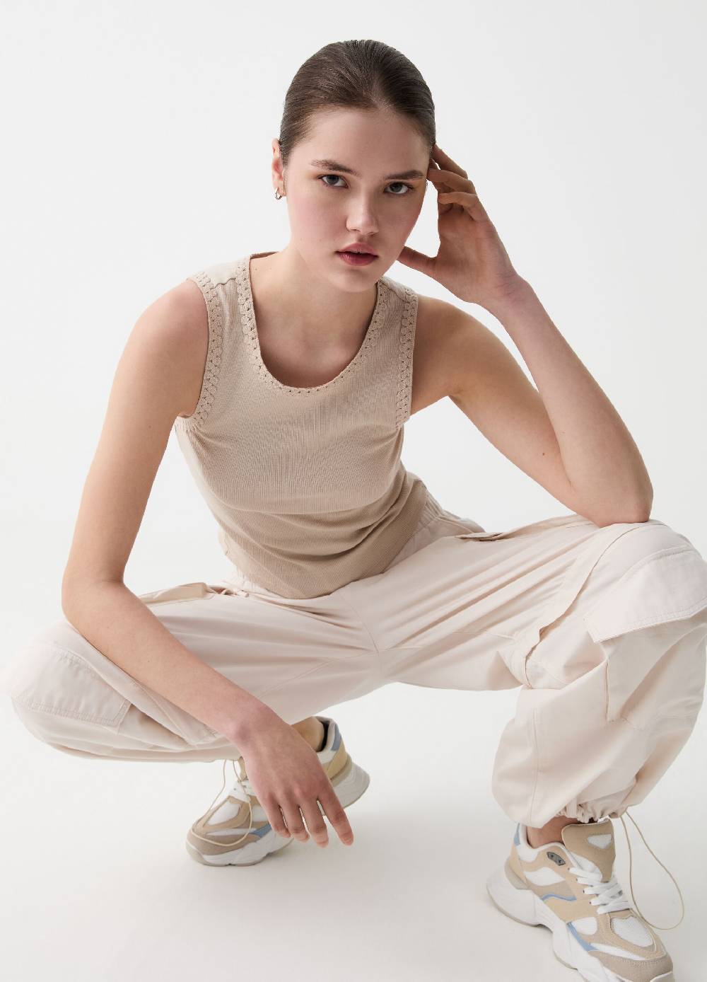 Ovs Tank Top A Costine Con Profilo Etnico