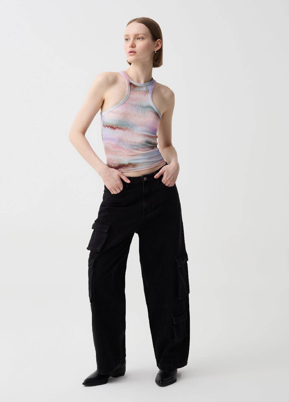 Ovs Tank Top A Costine Con Scollo Halter