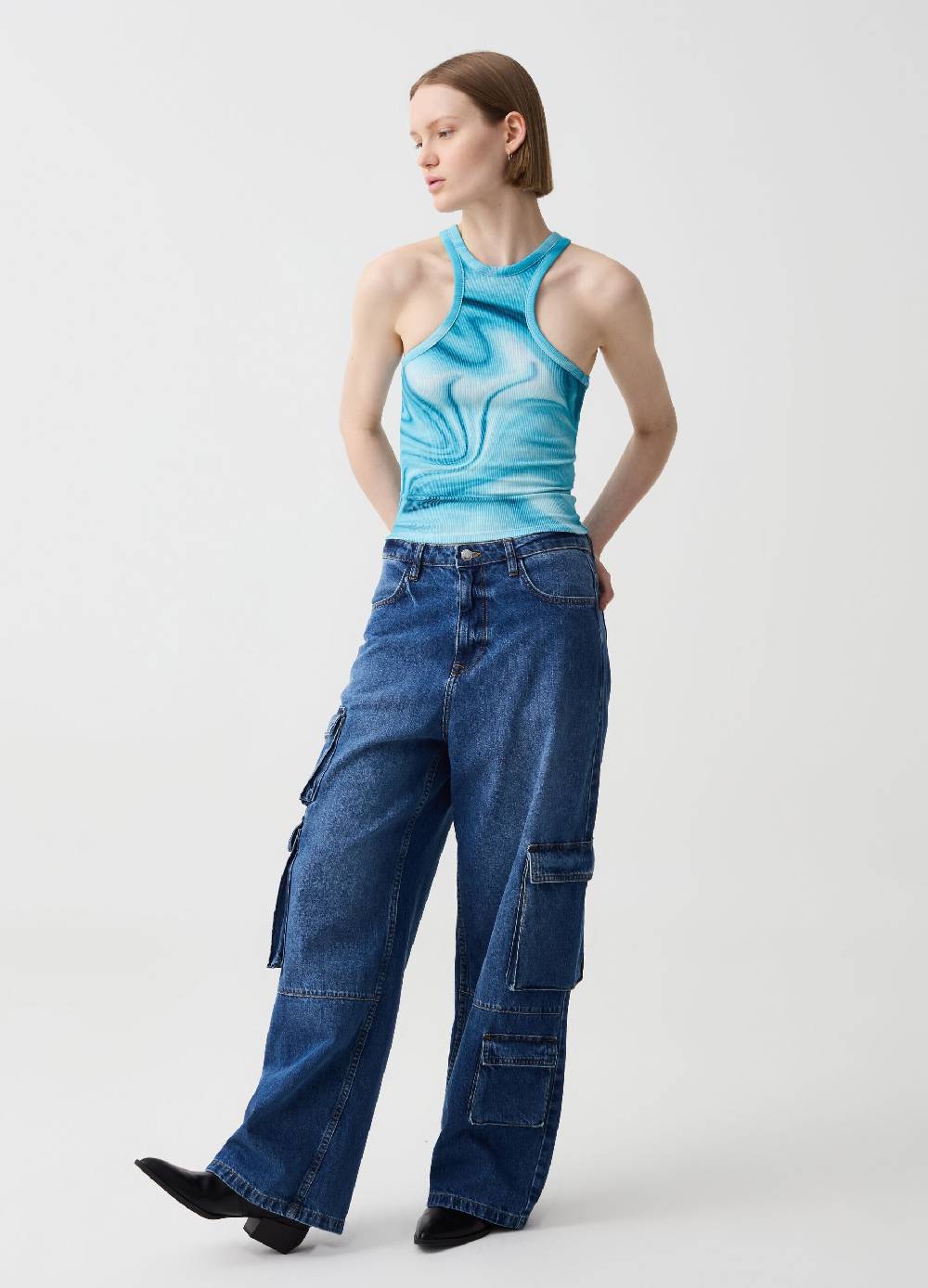 Ovs Tank Top A Costine Con Scollo Halter