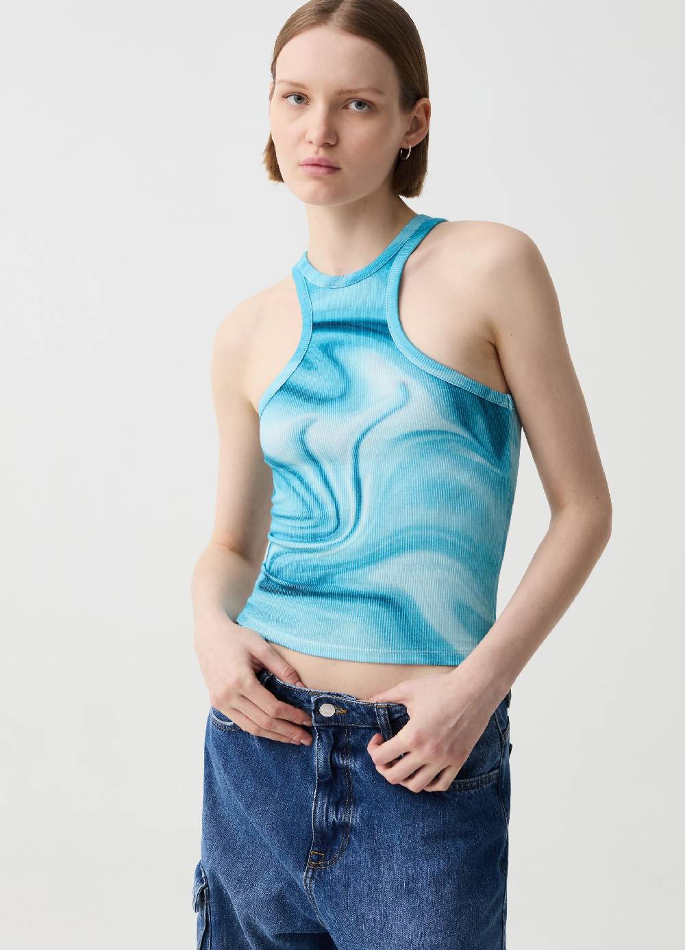 Ovs Tank top a costine con scollo halter