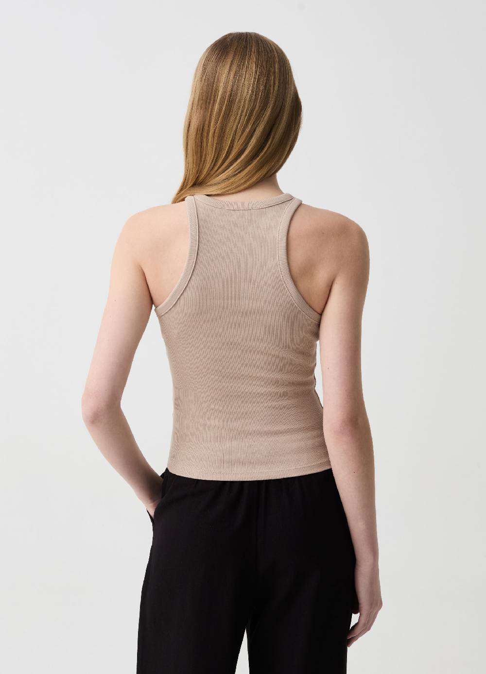 Ovs Tank Top A Costine Con Scollo Halter