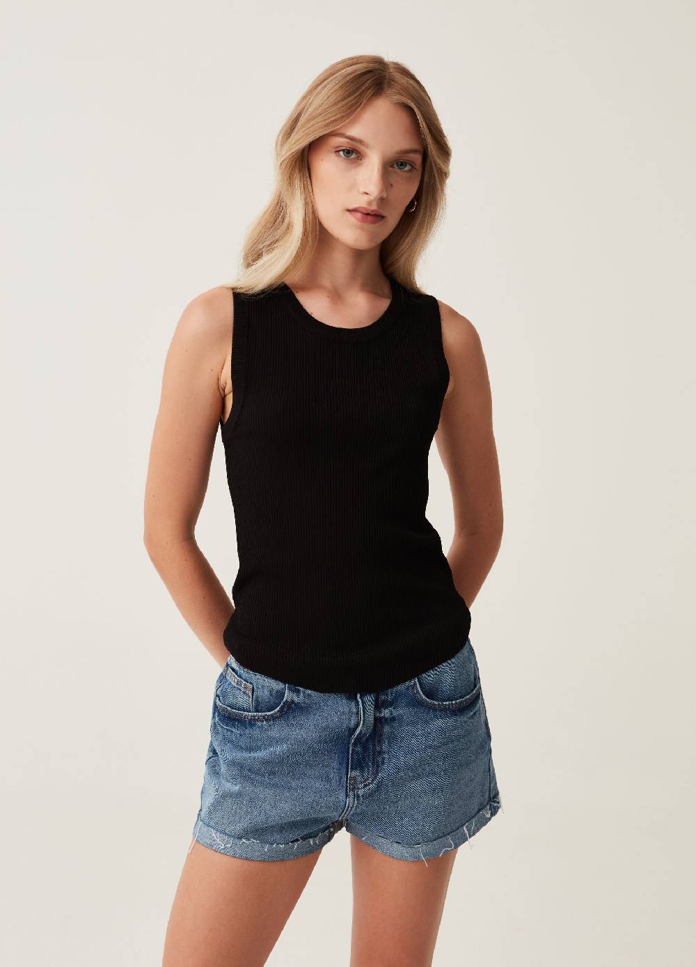 Ovs Tank Top A Costine Con Scollo Rotondo