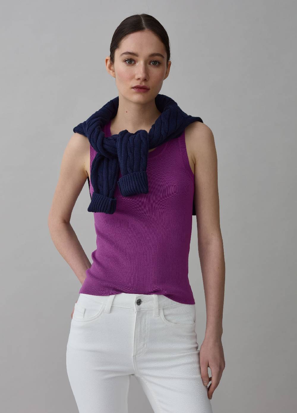 Ovs Tank top a costine con scollo rotondo