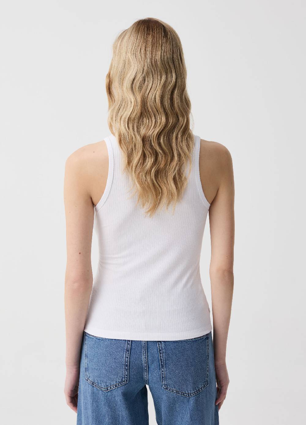 Ovs Tank Top A Costine Con Strass