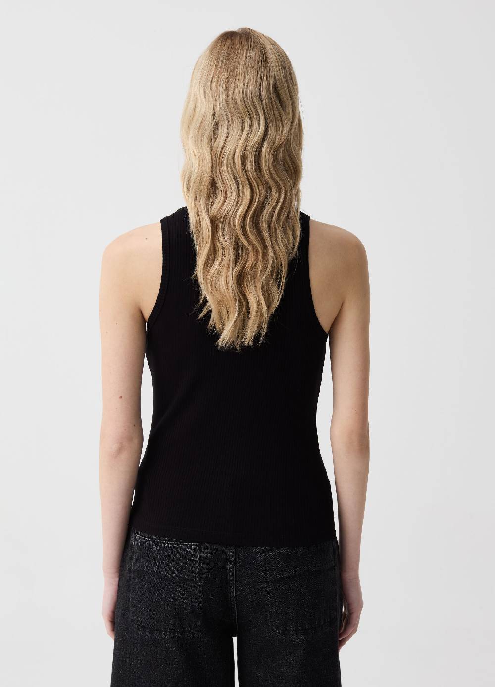 Ovs Tank Top A Costine Con Strass