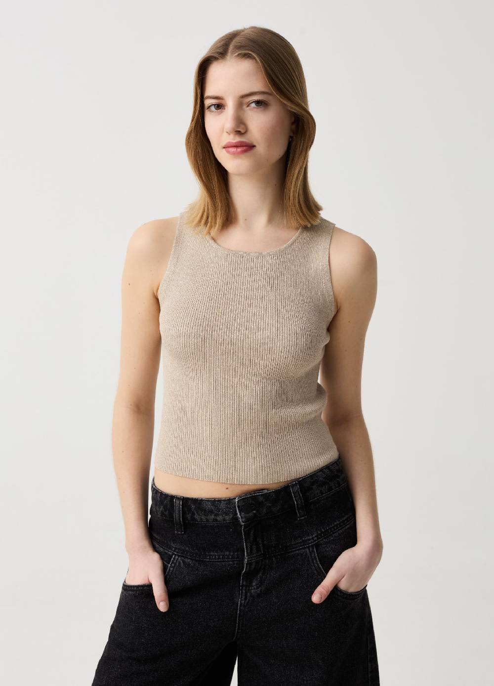 Ovs Tank top a costine in lurex