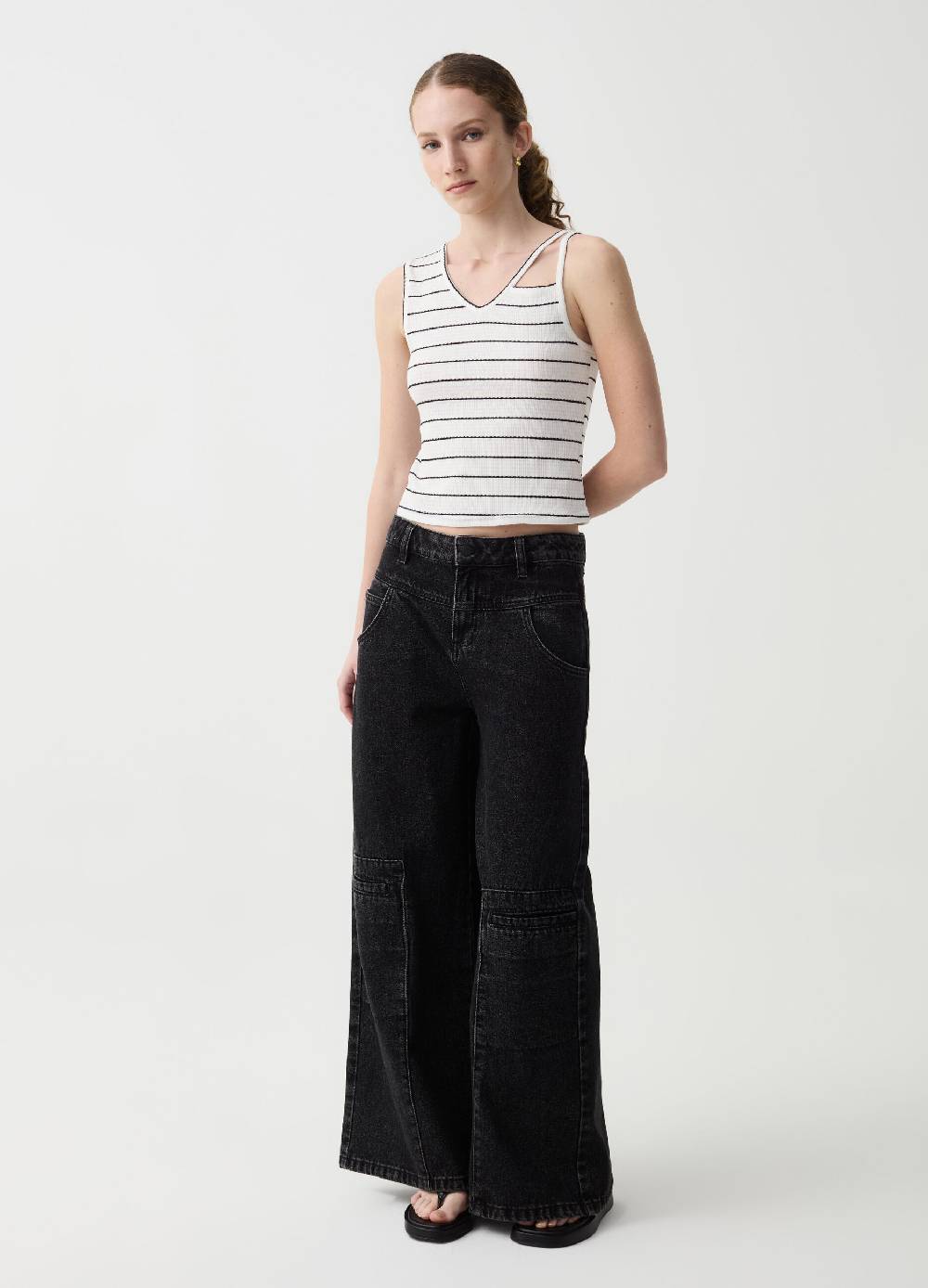 Ovs Tank Top A Righe Con Dettaglio Cut Out