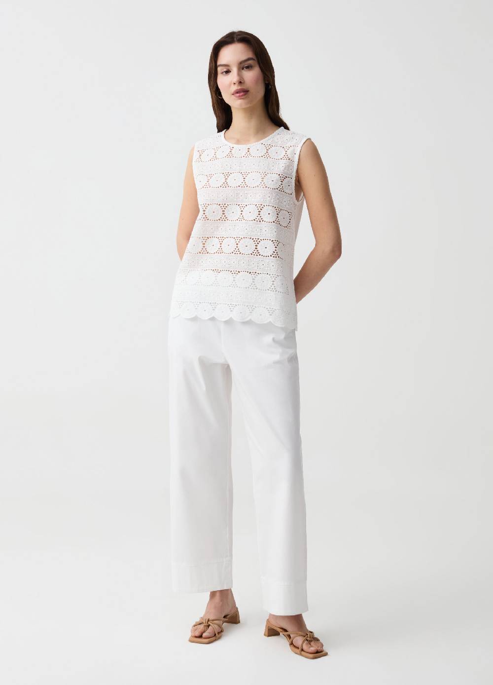 Ovs Tank top con fronte in sangallo