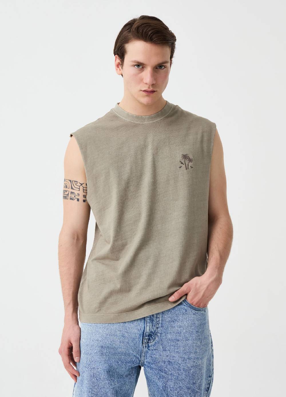 Ovs Tank Top Con Ricamo Palme