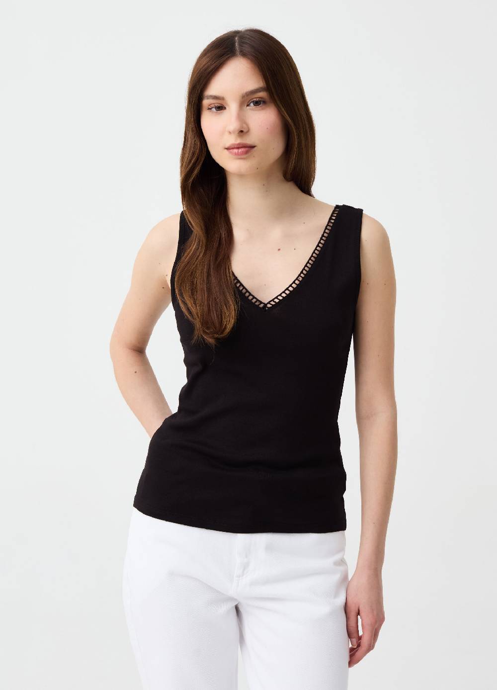 Ovs Tank Top Con Scollo A V E Profilo Traforato