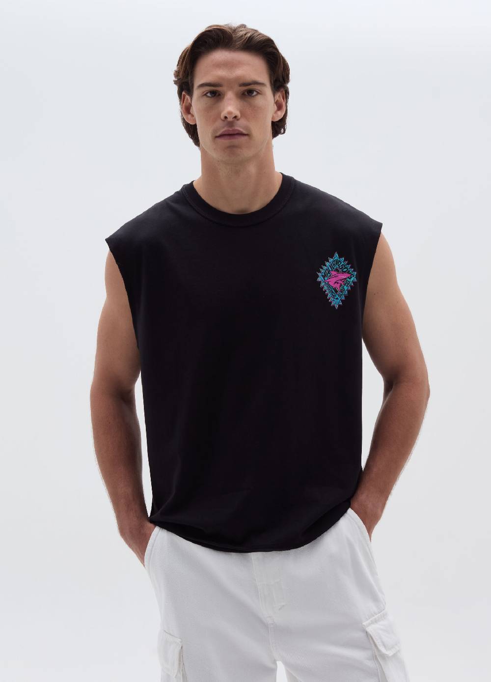 Ovs Tank top con stampa logo e squalo