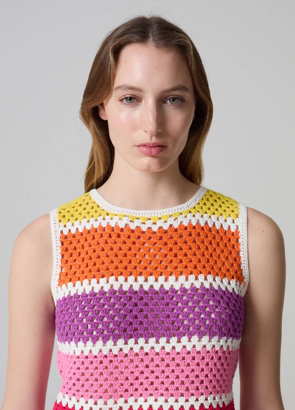 Ovs Tank Top Crochet A Righe Multicolor