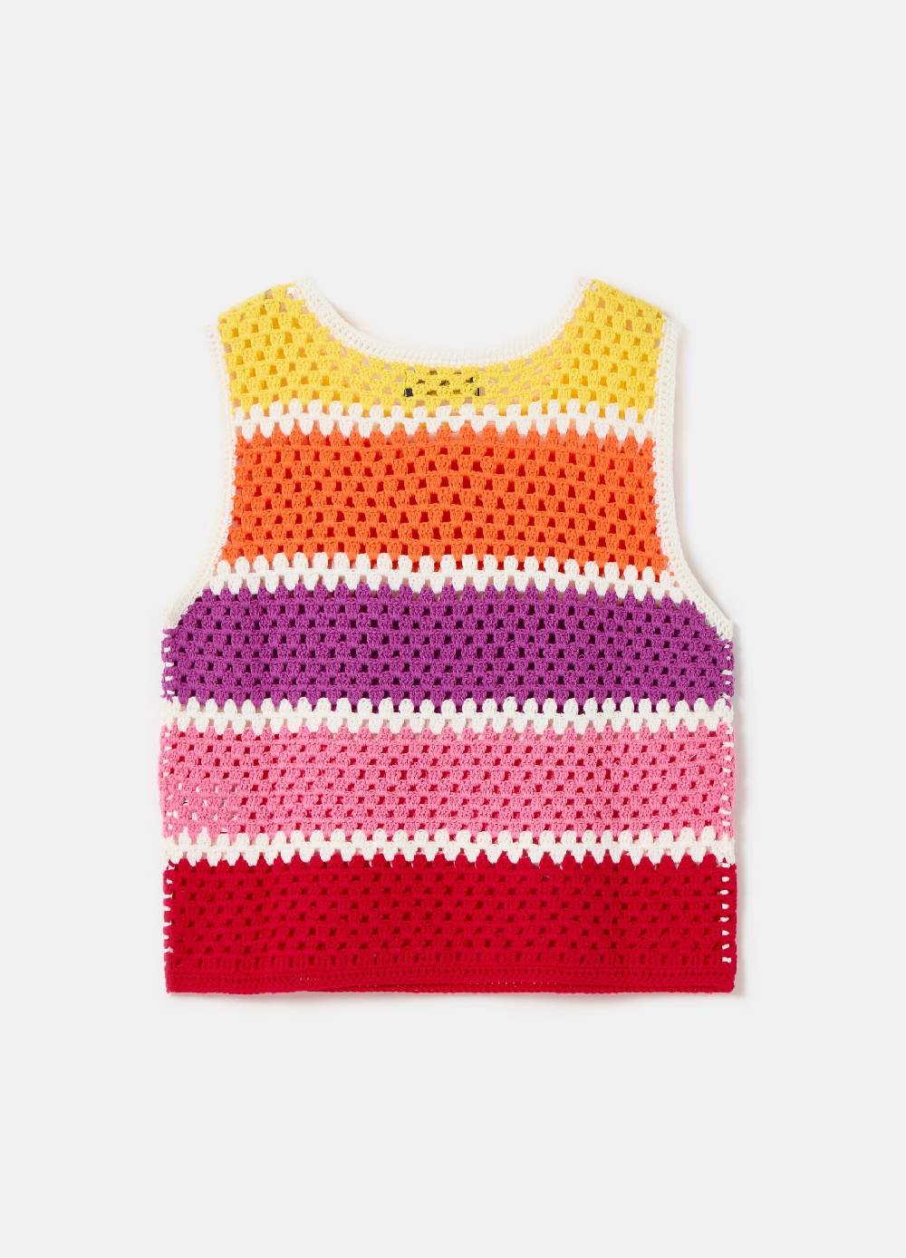 Ovs Tank Top Crochet A Righe Multicolor