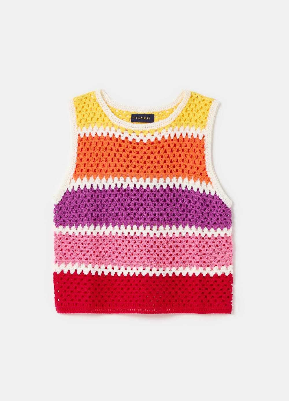 Ovs Tank Top Crochet A Righe Multicolor