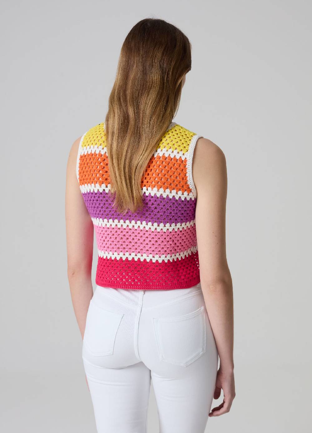 Ovs Tank Top Crochet A Righe Multicolor