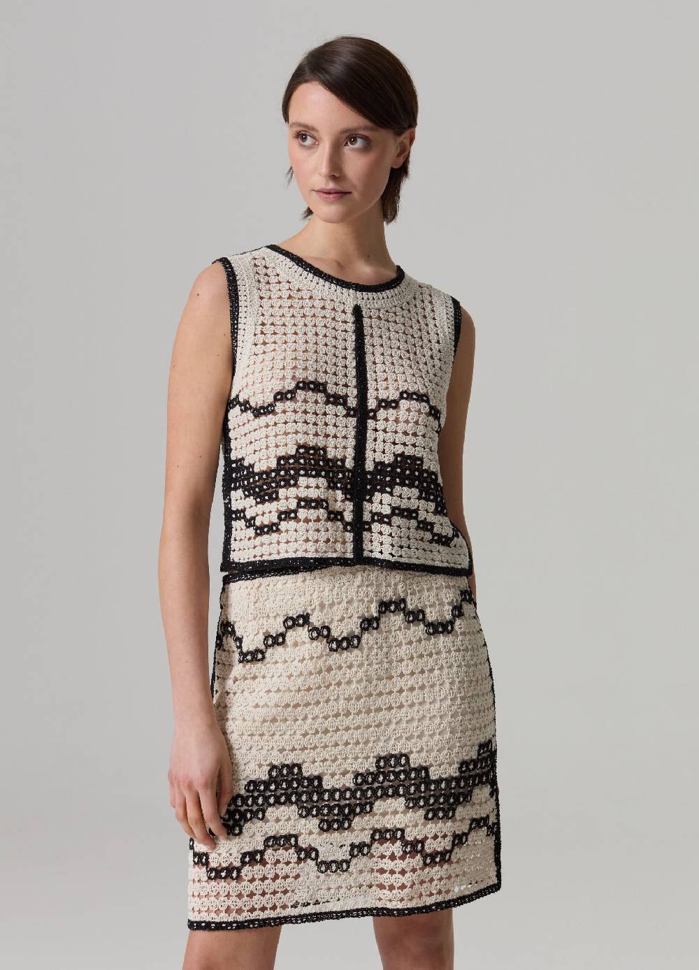Ovs Tank Top Crochet Con Motivo Ondulato