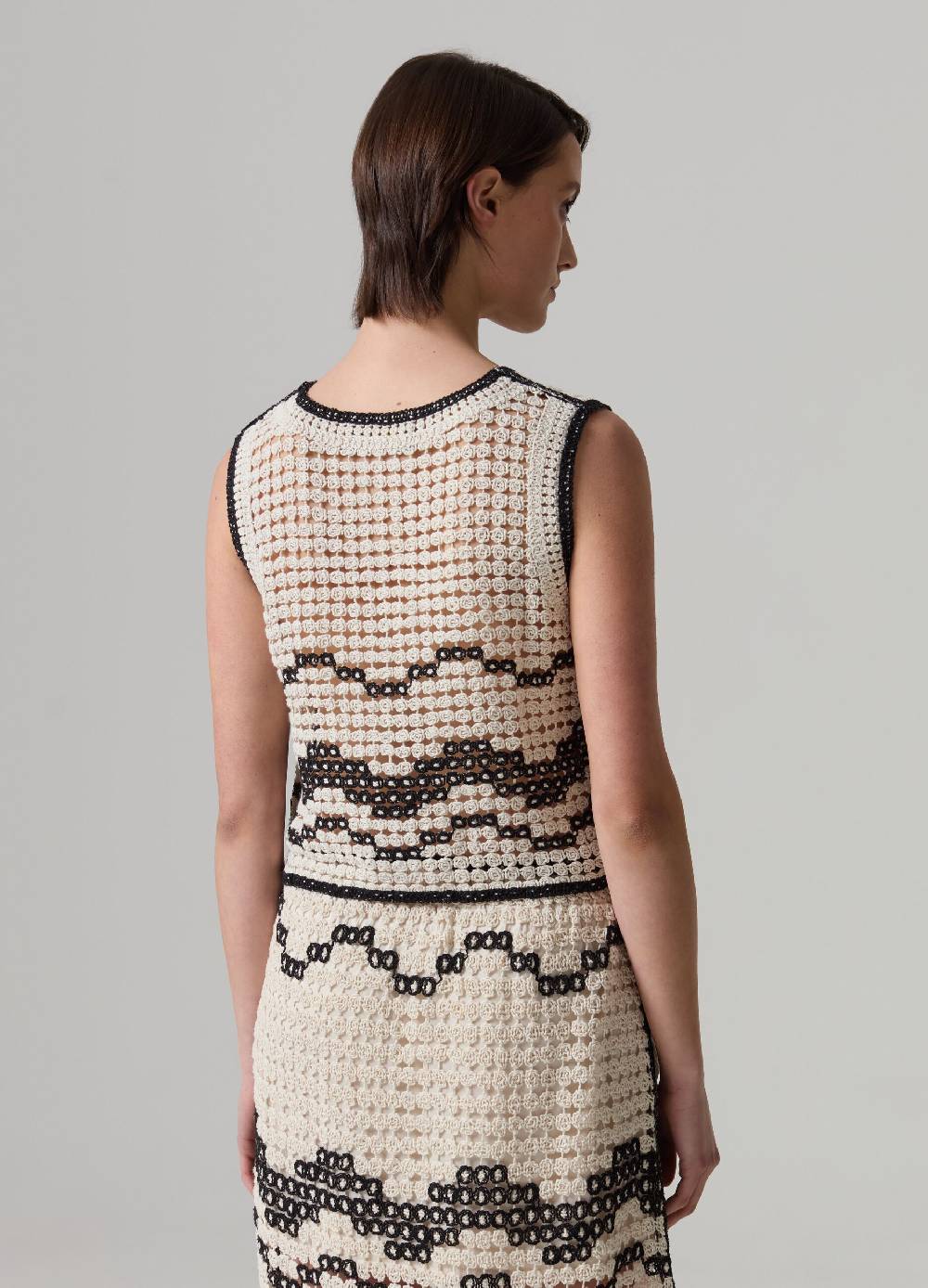Ovs Tank Top Crochet Con Motivo Ondulato