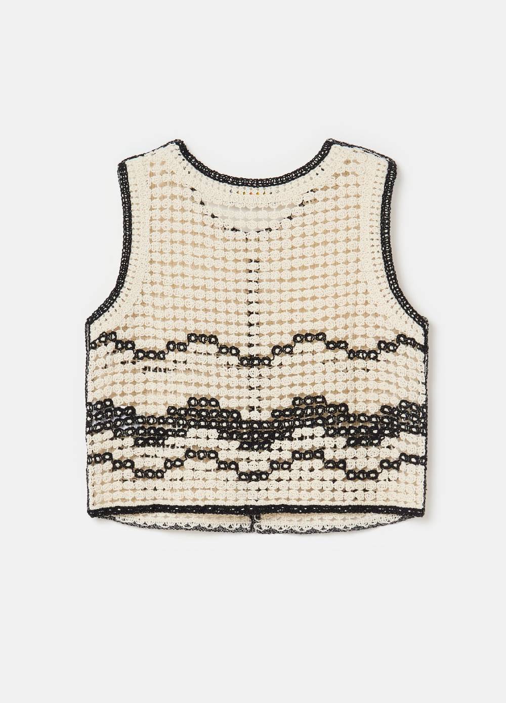 Ovs Tank Top Crochet Con Motivo Ondulato