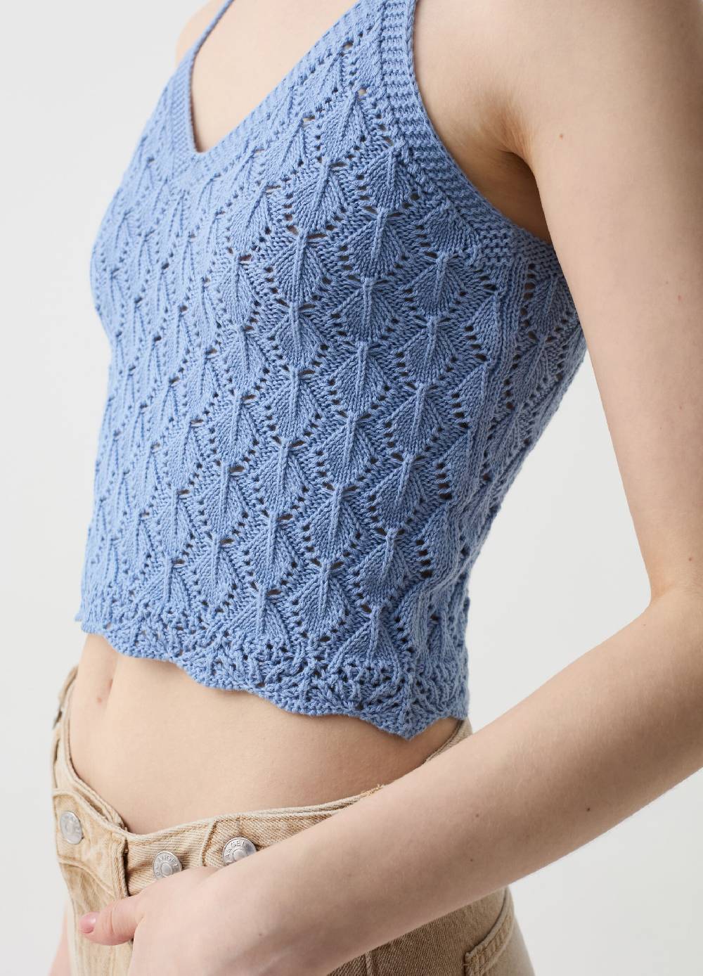 Ovs Tank Top Crochet Con Scollo A V