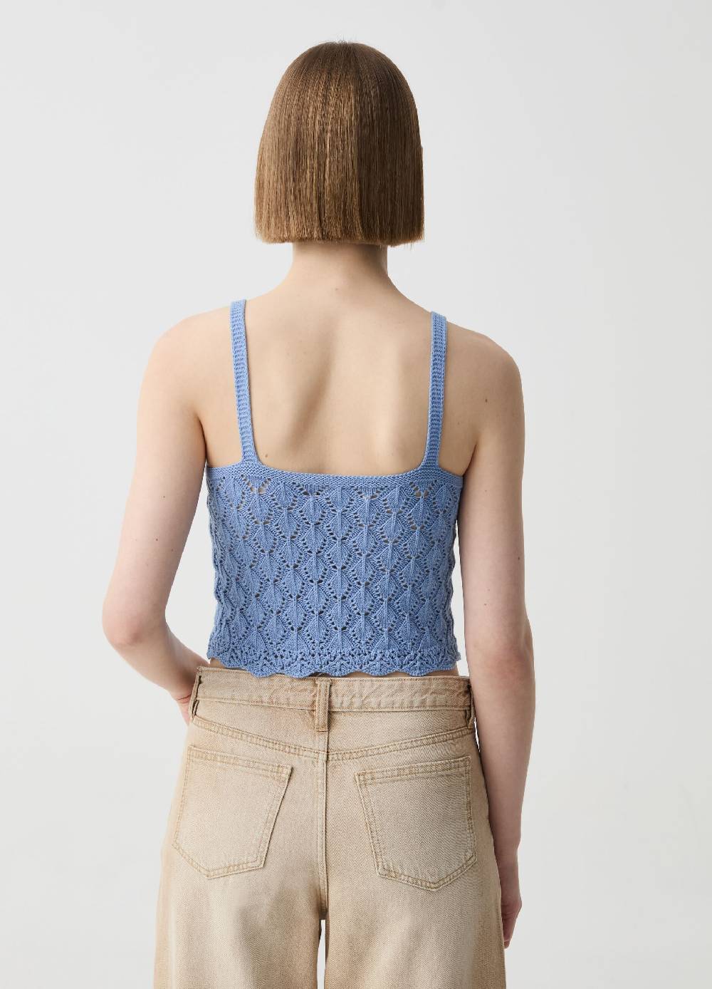 Ovs Tank Top Crochet Con Scollo A V